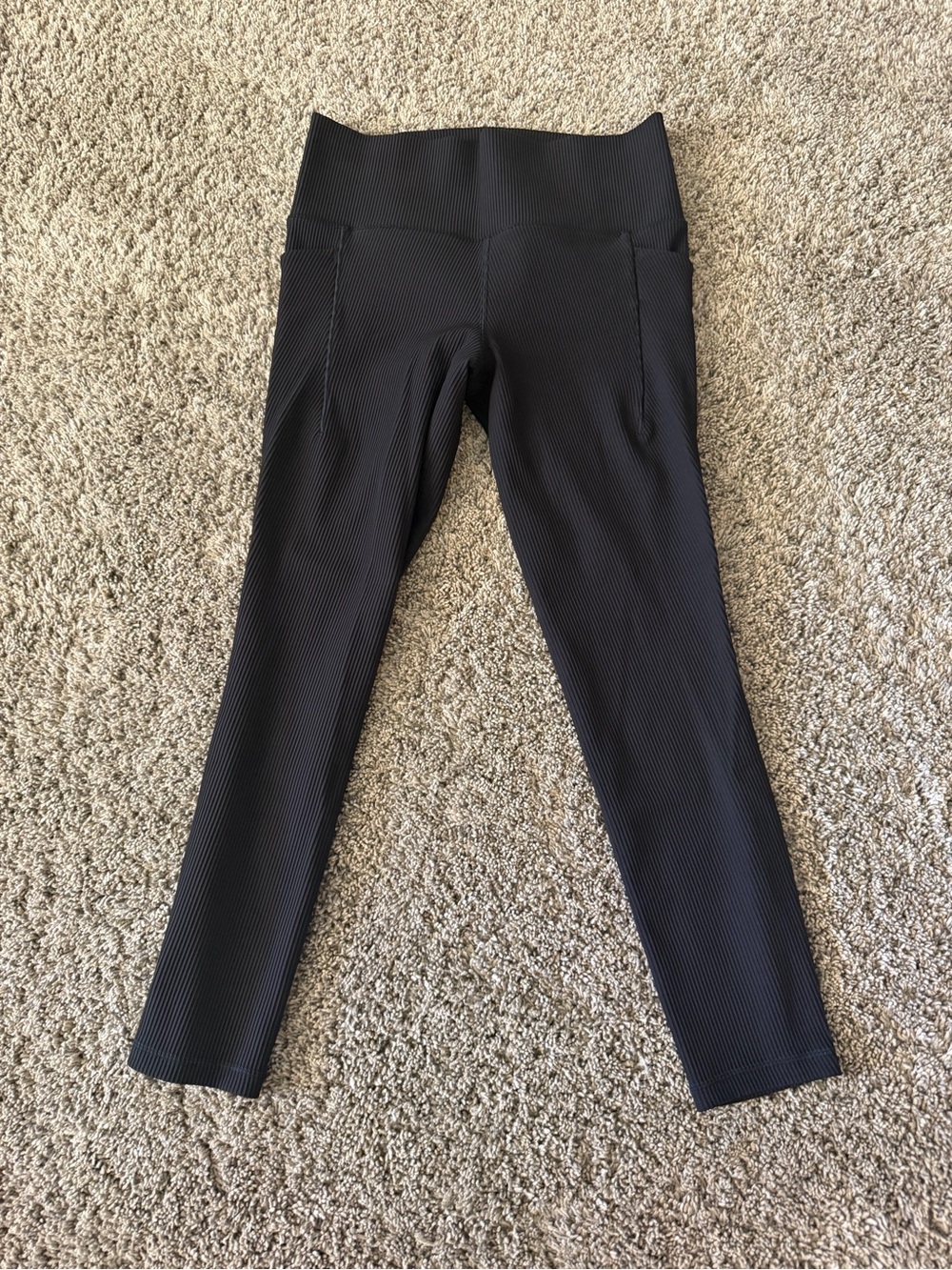 Athleta Black Ribbed Womens' High-Waist Leggings
